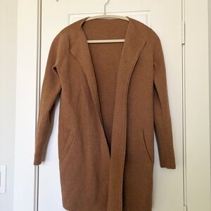 Women’s Open-Front Brown Longline Sweater Coat